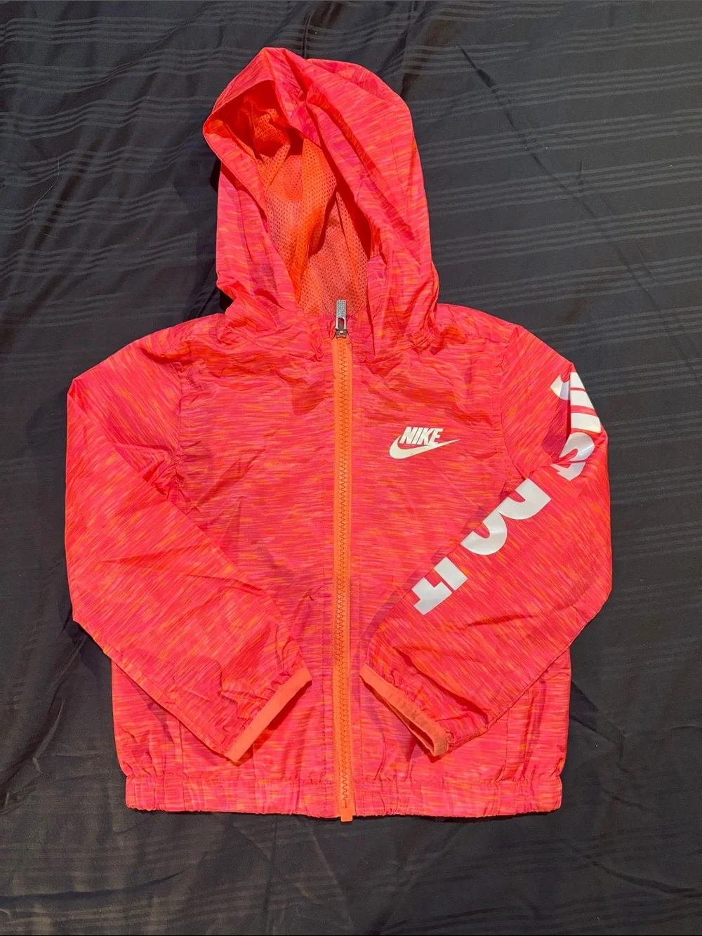 Nike Girls' Hooded Windbreaker in Neon Pink-Orange